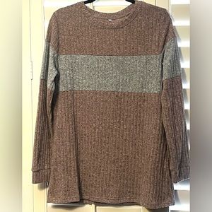 Two Colored Ribbed Soft Sweater